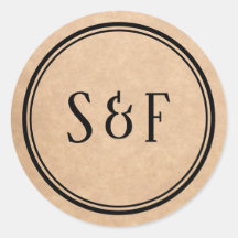 Sello de sobre de monograma Kraft rústico elegante