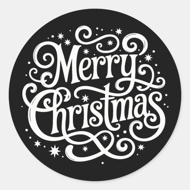 Sello de Sobre de Navidad con Caligrafía Negra (Anverso)