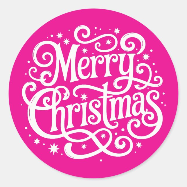 Sello de Sobre de Navidad con Caligrafía Rosa (Anverso)