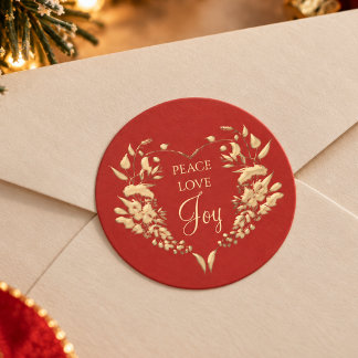 Sello de Sobre de Navidad de Paz Amor Alegría Rojo