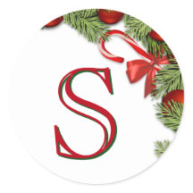 Sello de Sobre de Navidad Hojas de Pino con Adorno