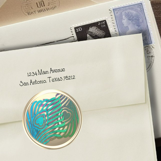 Sello de Sobre de Pavón Art Déco Dorado (Subido por el creador)