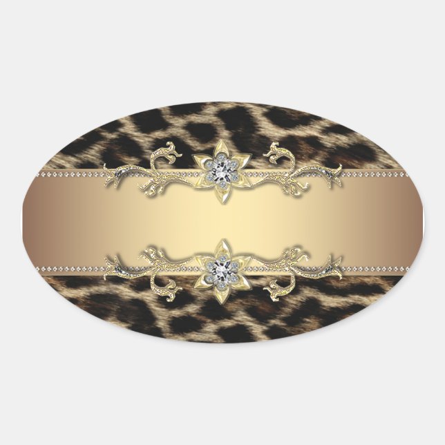Sello de sobre elegante con joya dorada de leopard (Anverso)