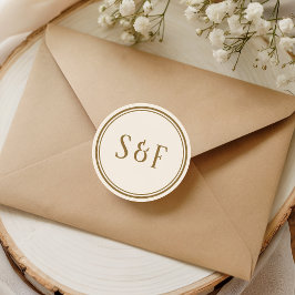 Sello de sobre elegante de crema y oro con monogra