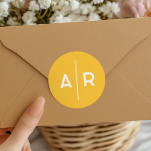 Sello de sobre elegante minimalista amarillo, boda