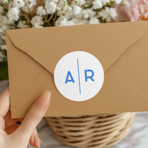 Sello de Sobre Elegante Minimalista Azul, Boda