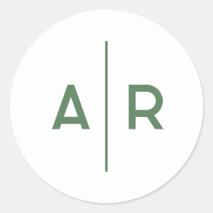 Sello de sobre elegante minimalista verde, boda