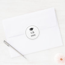 Sello de Sobre Elegante Negro y Blanco para Gradua