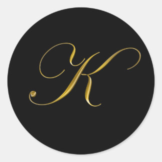 Sello de Sobre K Monograma de Oro Elegante