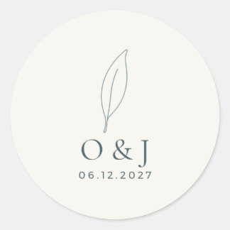 Sello de sobre minimalista de boda de rama de oliv