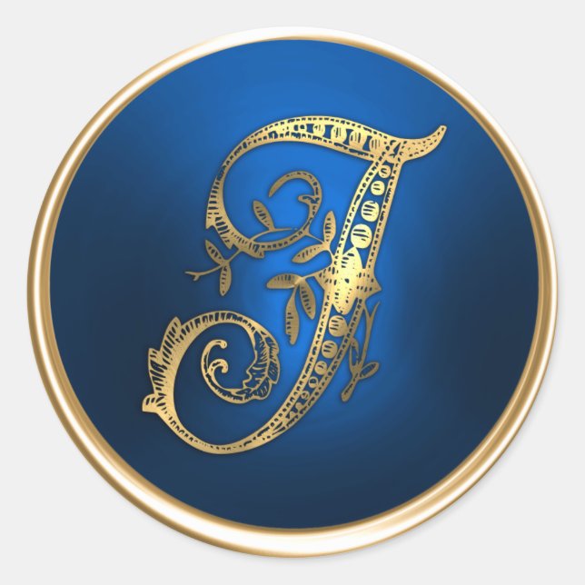 Sello de Sobre Monograma Azul y Dorado I (Anverso)