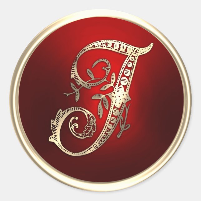 Sello de sobre monograma dorado y rojo I (Anverso)