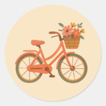 Sello de sobre para ducha de novia, bicicleta flor