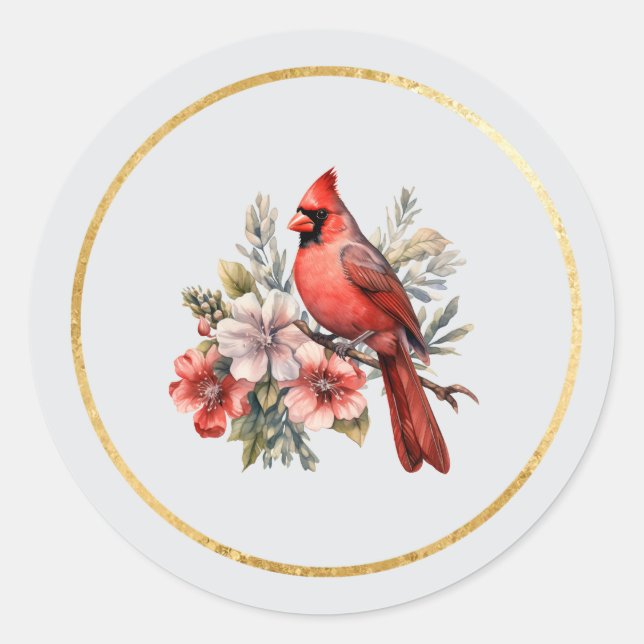Sello de sobre redondo brillante de cardenal (Anverso)