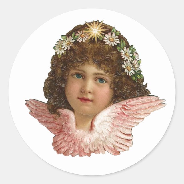 Sello de sobre redondo vintage angel navidad (Anverso)