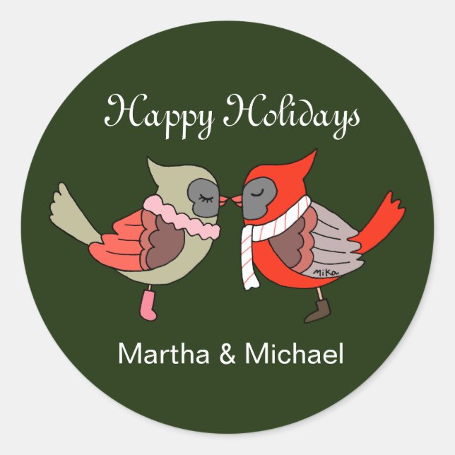 Sello de Tarjeta de Navidad Personalizado Pareja d (Anverso)
