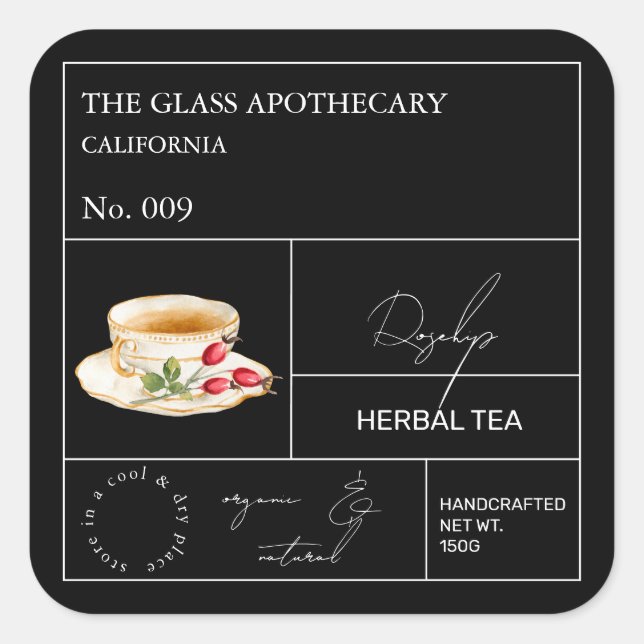 Sello de té herbal de cadera apotecular (Anverso)