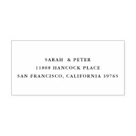 Sello de tinta clásico con nombre de pareja y dire