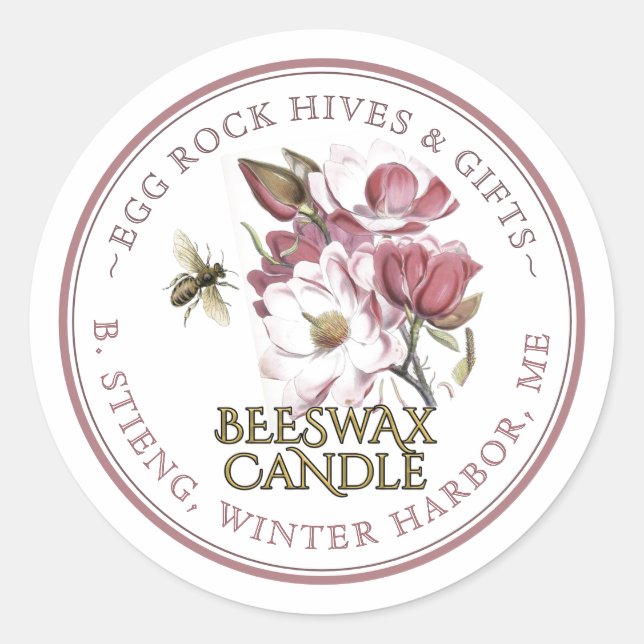 Sello de Vela Rosa Editable en Flor silvestre Bees (Anverso)