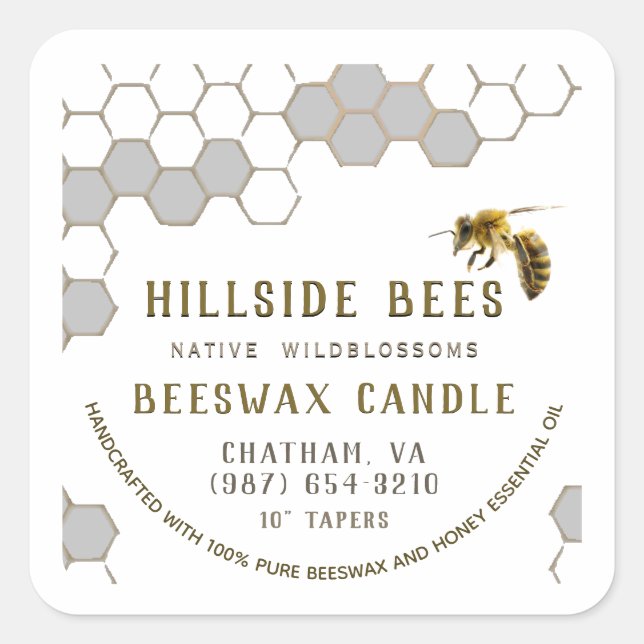 Sello de Velas de cera de Beeswax puro con Honeyco (Anverso)