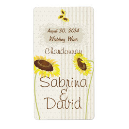 Sello De Vino Boda De Sunflower Y Stripes