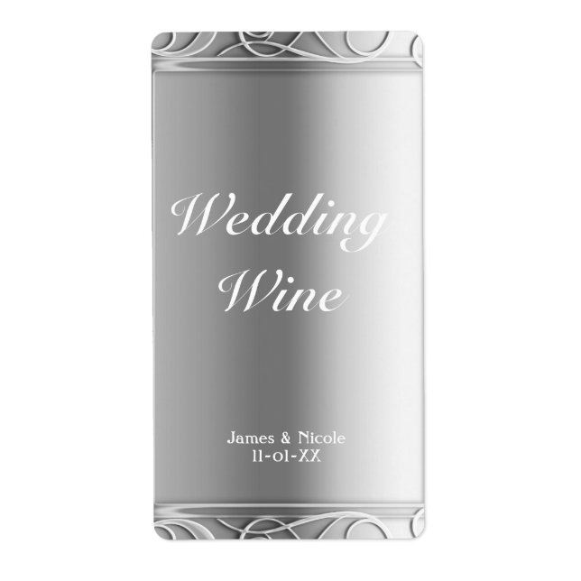 Sello de vino Boda Glamour brillante plateado eleg (Frente)