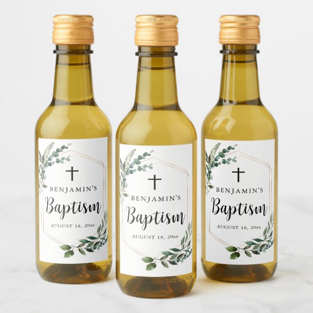 Sello de Vino de Verdor Foliage Gold Cross Baptism (Botellas)