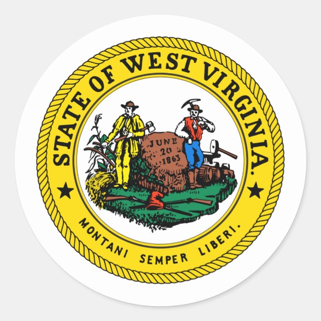 Sello de Virginia Occidental, sello de un Pegatina (Anverso)