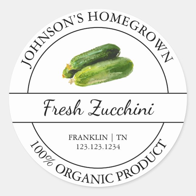 Sello de Zucchini orgánico fresco de la huerta de  (Anverso)