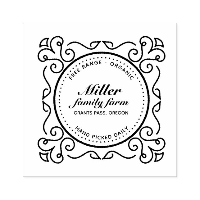 Sello decorativo de cartón de huevos de borde vint (Impresión)