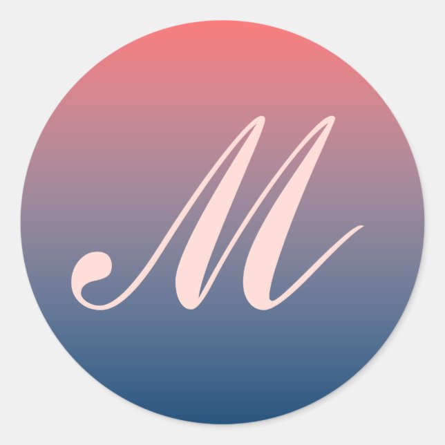 Sello del Boda del monograma rosa y azul del paro (Anverso)