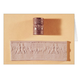 Sello e impresión del cilindro de Akkadian
