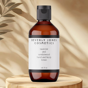Sello elegante blanco con borde negro de cosmético