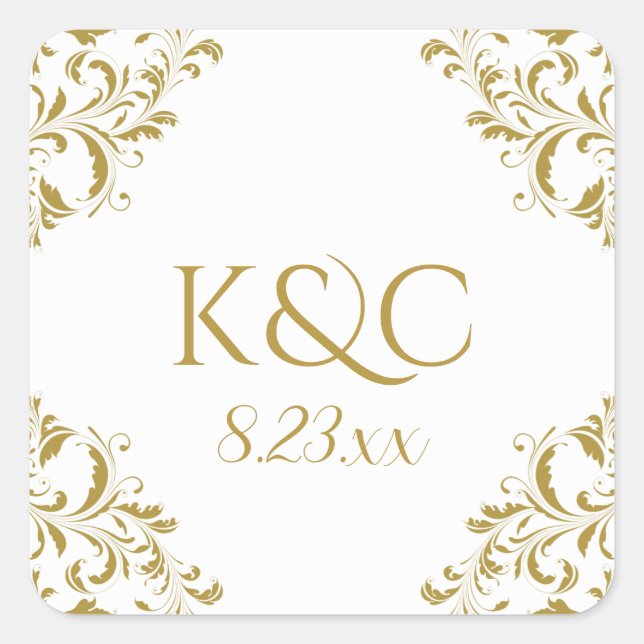 Sello elegante de bodas antiguas | Nadine - Oro 2 (Anverso)