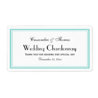 Sello elegante de botellas de vino de Aqua enmarca