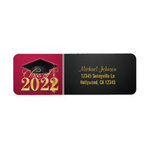 Sello elegante de clase roja y dorada de 2022