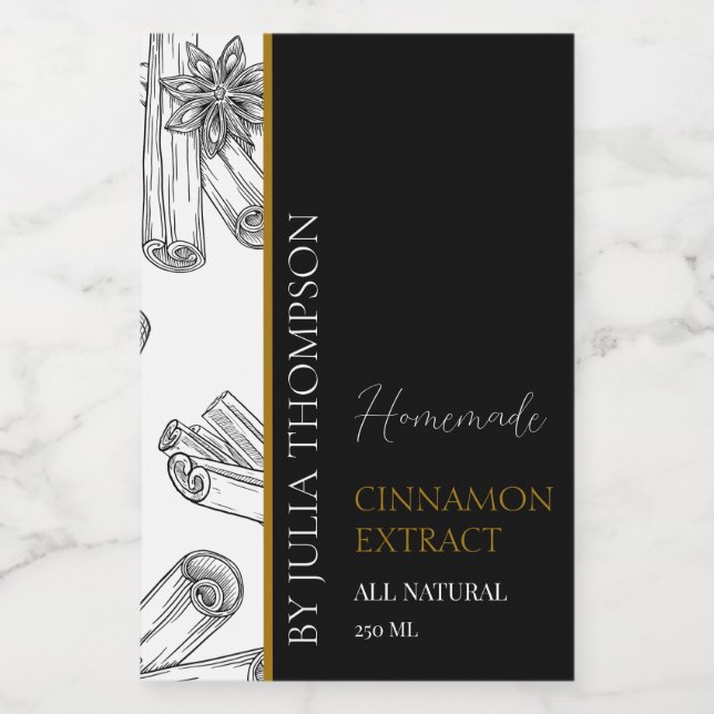 Sello elegante de extracción de canela casera de o (Etiqueta única)