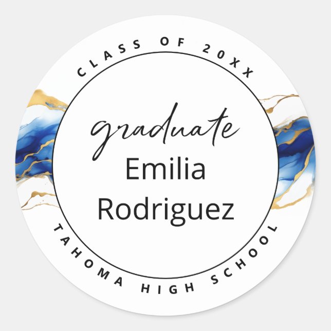 Sello elegante de graduación Royal Blue Yellow Gol (Anverso)