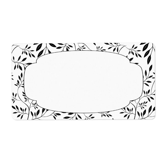 Sello elegante de hojas blancas y negras (Frente)