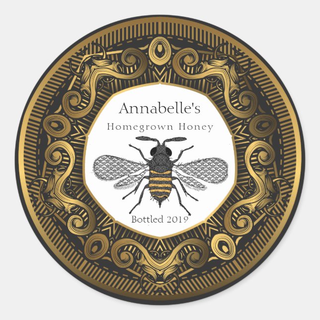 Sello elegante de miel de marco dorado (Anverso)
