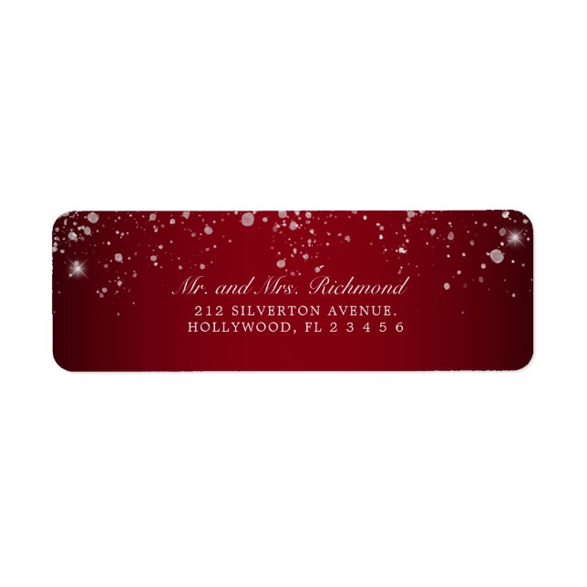 Sello elegante de Purpurina rojo plateado (Frente)
