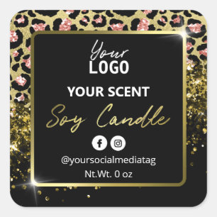 Sello elegante de velas de mimbre de piel de leopa