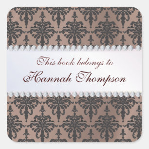 Sello elegante del libro Damask Ex Libris