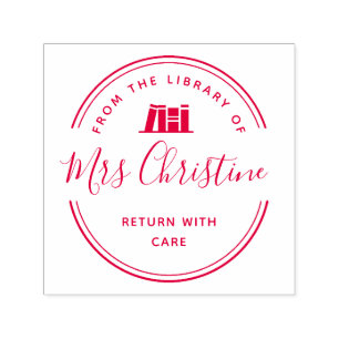 Sello elegante del libro de la biblioteca de guion