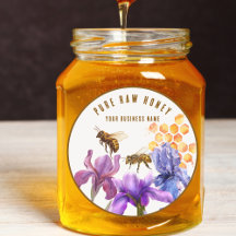 Sello elegante floral de miel Jar Bee