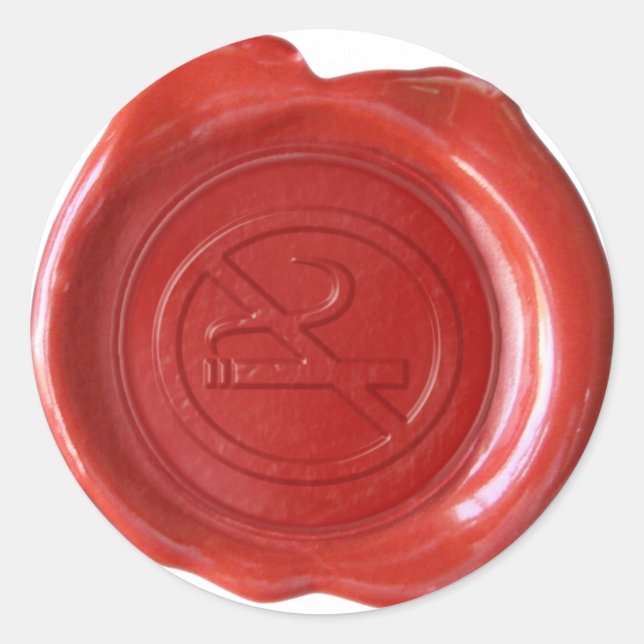 Sello Faux Wax - Rojo No Fumar Rótulo - (Anverso)