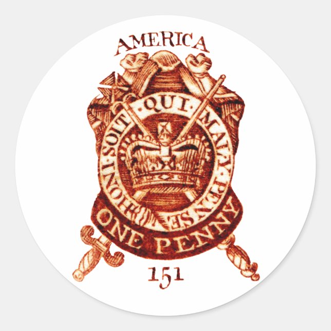 Sello fiscal estadounidense de 1765 (Anverso)