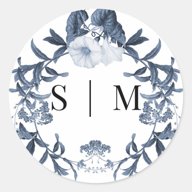 Sello Floral de Boda Primavera Flor Silvestre Azul (Anverso)