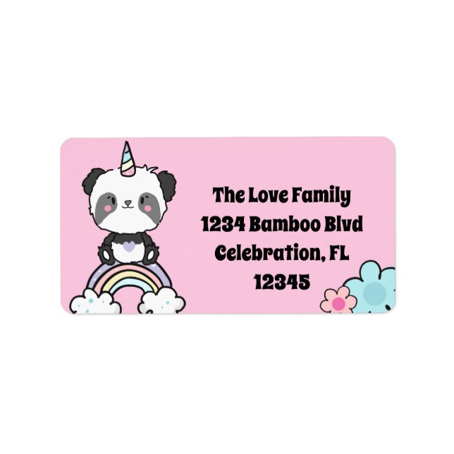 Sello floral dulce Panda Unicorn Girly (Frente)