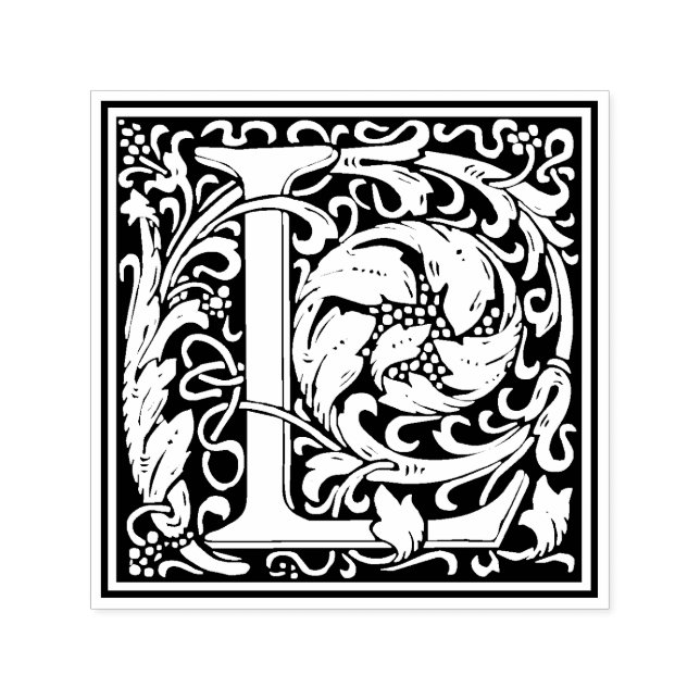 Sello floral victoriano de la letra L de William M (Diseño)